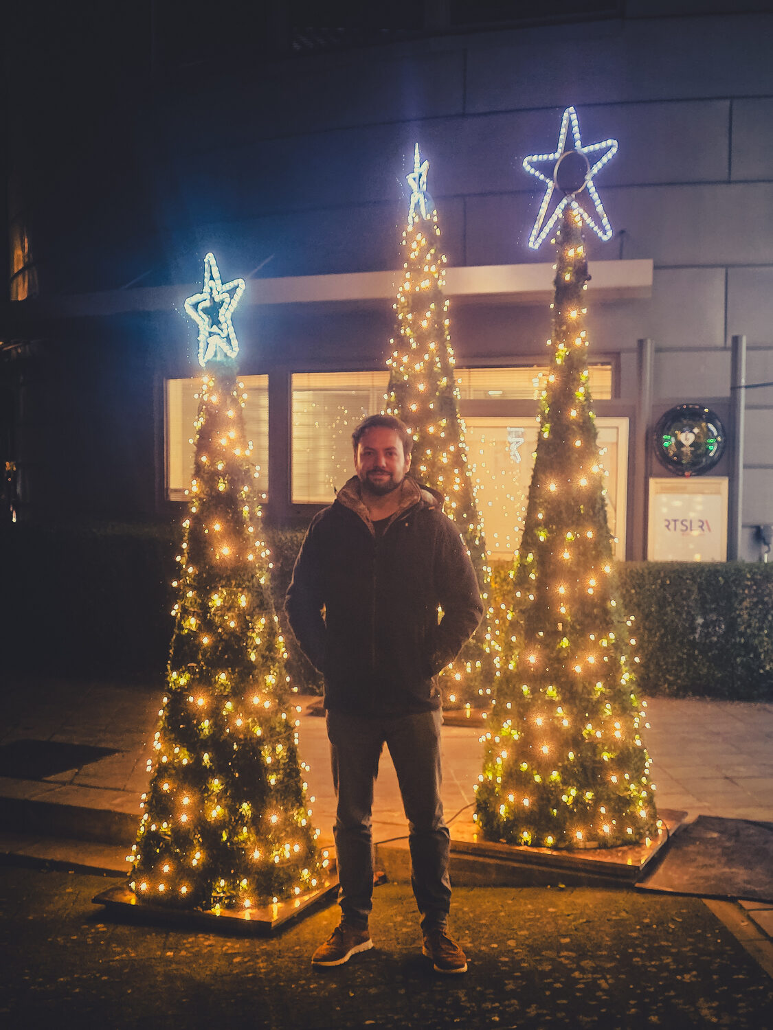 Kerstkaarttemplate op straat, da's gemakkelijk.
