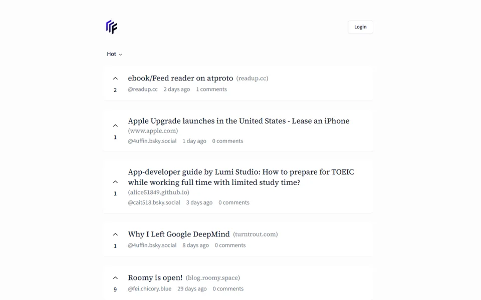 Screenshot of Frontpage