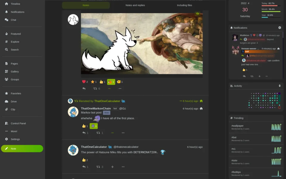 Screenshot of Misskey