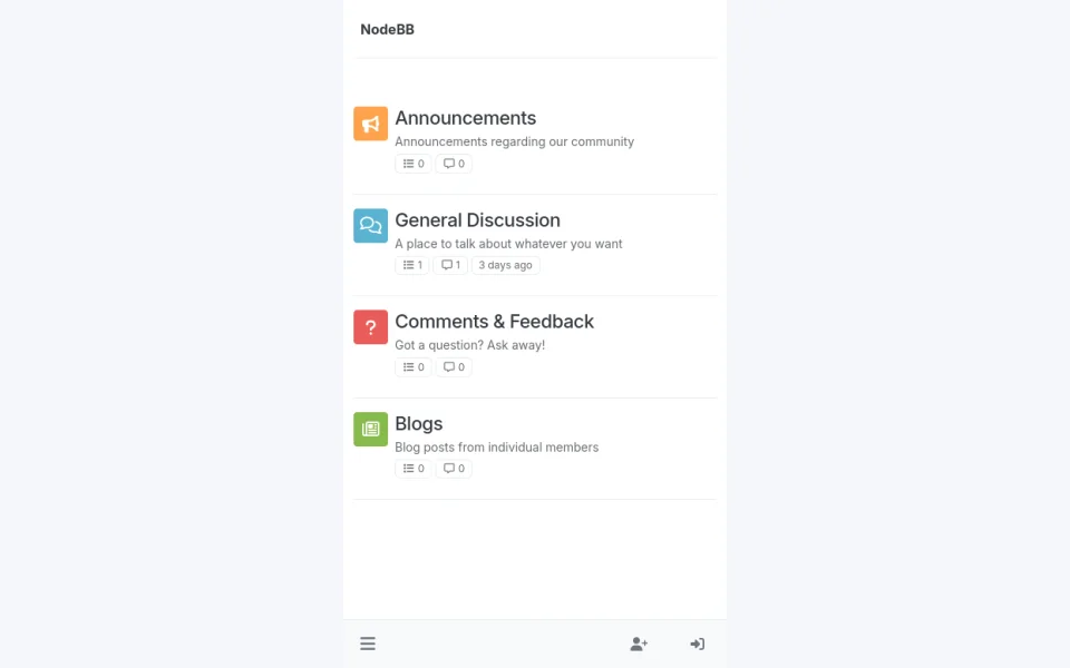 Screenshot of NodeBB