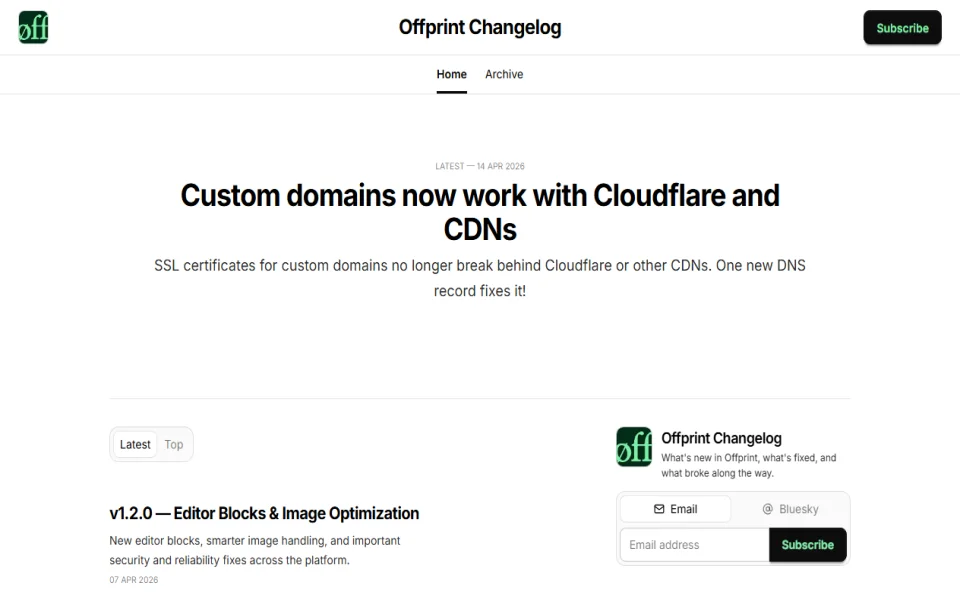Screenshot of Offprint