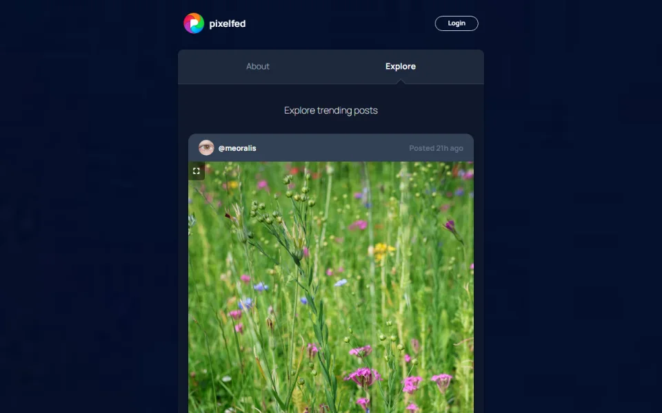 Screenshot of Pixelfed