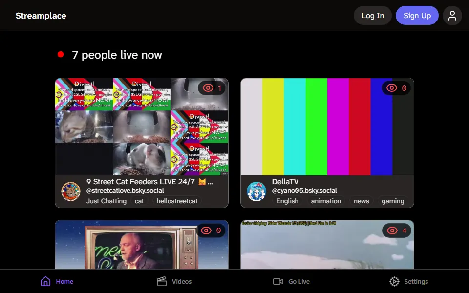 Screenshot of Streamplace